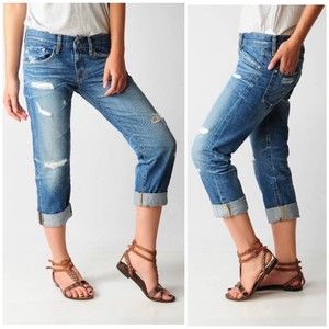 AG Adriano Goldschmied Ex-Boyfriend Crop Straight Leg Jeans Distressed 29R